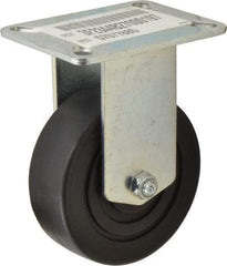 E.R. Wagner - 4" Diam x 1-3/8" Wide x 5-3/8" OAH Top Plate Mount Rigid Caster - Polypropylene, 375 Lb Capacity, Ball Bearing, 3-1/8 x 4-1/8" Plate - Eagle Tool & Supply