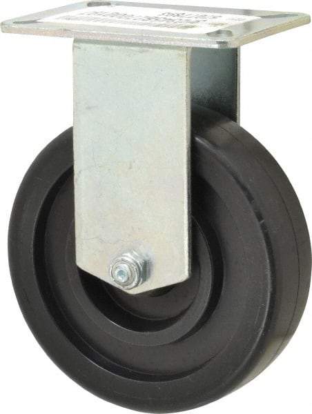 E.R. Wagner - 5" Diam x 1-3/8" Wide x 6-3/8" OAH Top Plate Mount Rigid Caster - Polypropylene, 450 Lb Capacity, Ball Bearing, 3-1/8 x 4-1/8" Plate - Eagle Tool & Supply