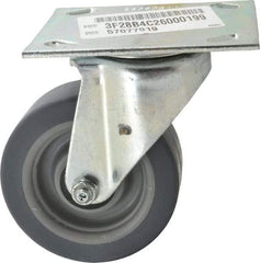 E.R. Wagner - 4" Diam x 1-1/2" Wide x 5-3/8" OAH Top Plate Mount Swivel Caster - TPR, 200 Lb Capacity, Roller Bearing, 3-3/4 x 4-5/8" Plate - Eagle Tool & Supply