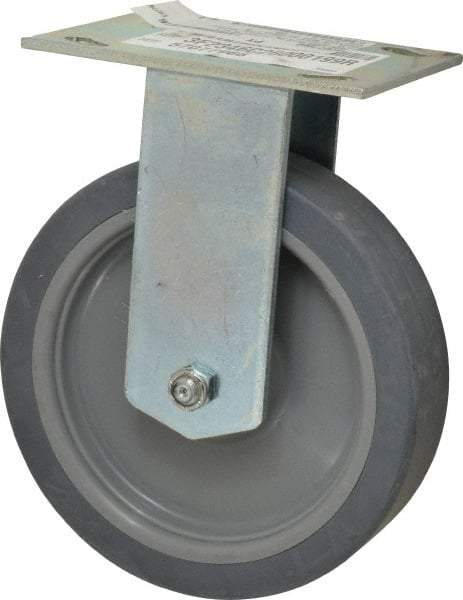 E.R. Wagner - 6" Diam x 1-1/2" Wide x 7-3/8" OAH Top Plate Mount Rigid Caster - TPR, 280 Lb Capacity, Roller Bearing, 3-3/4 x 4-5/8" Plate - Eagle Tool & Supply