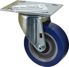 E.R. Wagner - 4" Diam x 1-1/2" Wide x 5-3/8" OAH Top Plate Mount Swivel Caster - Polyurethane, 375 Lb Capacity, Roller Bearing, 3-3/4 x 4-5/8" Plate - Eagle Tool & Supply