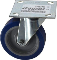 E.R. Wagner - 5" Diam x 1-1/2" Wide x 6-3/8" OAH Top Plate Mount Swivel Caster - Polyurethane, 450 Lb Capacity, Roller Bearing, 3-3/4 x 4-5/8" Plate - Eagle Tool & Supply