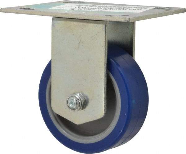 E.R. Wagner - 3-1/2" Diam x 1-1/4" Wide x 4-5/8" OAH Top Plate Mount Rigid Caster - Polyurethane, 250 Lb Capacity, Ball Bearing, 3-3/4 x 4-5/8" Plate - Eagle Tool & Supply