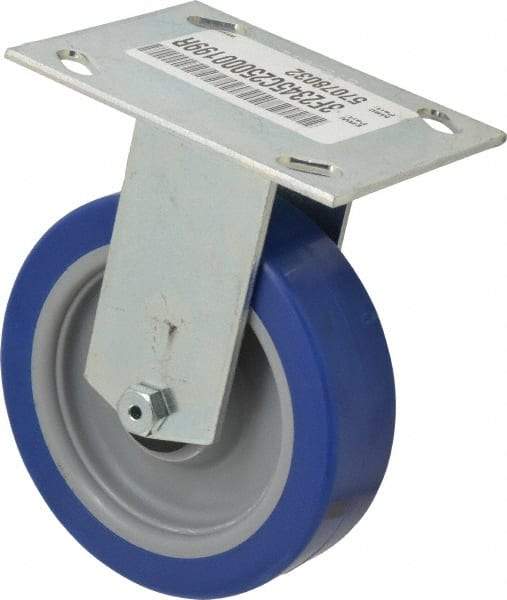 E.R. Wagner - 5" Diam x 1-1/2" Wide x 6-3/8" OAH Top Plate Mount Rigid Caster - Polyurethane, 450 Lb Capacity, Roller Bearing, 3-3/4 x 4-5/8" Plate - Eagle Tool & Supply
