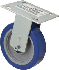 E.R. Wagner - 5" Diam x 1-1/2" Wide x 6-3/8" OAH Top Plate Mount Rigid Caster - Polyurethane, 450 Lb Capacity, Roller Bearing, 3-3/4 x 4-5/8" Plate - Eagle Tool & Supply