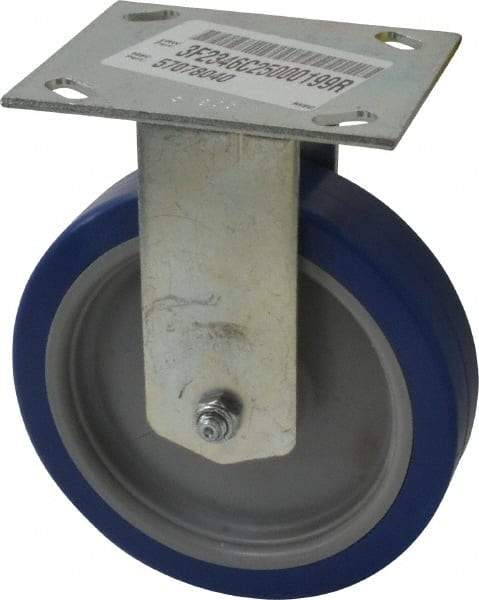 E.R. Wagner - 6" Diam x 1-1/2" Wide x 7-3/8" OAH Top Plate Mount Rigid Caster - Polyurethane, 450 Lb Capacity, Roller Bearing, 3-3/4 x 4-5/8" Plate - Eagle Tool & Supply