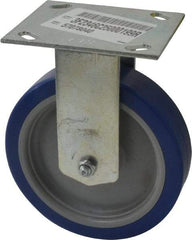 E.R. Wagner - 6" Diam x 1-1/2" Wide x 7-3/8" OAH Top Plate Mount Rigid Caster - Polyurethane, 450 Lb Capacity, Roller Bearing, 3-3/4 x 4-5/8" Plate - Eagle Tool & Supply
