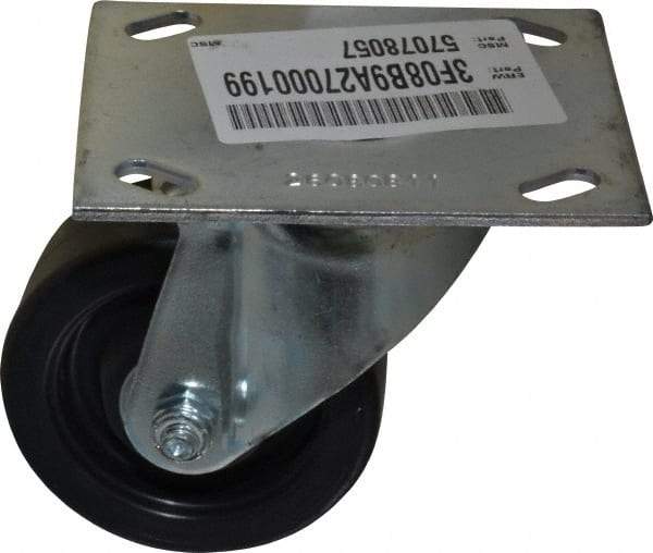 E.R. Wagner - 3-1/2" Diam x 1-1/4" Wide x 4-5/8" OAH Top Plate Mount Swivel Caster - Polypropylene, 250 Lb Capacity, Ball Bearing, 3-3/4 x 4-5/8" Plate - Eagle Tool & Supply