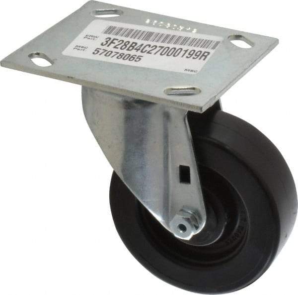 E.R. Wagner - 4" Diam x 1-3/8" Wide x 5-3/8" OAH Top Plate Mount Swivel Caster - Polypropylene, 375 Lb Capacity, Roller Bearing, 3-3/4 x 4-5/8" Plate - Eagle Tool & Supply
