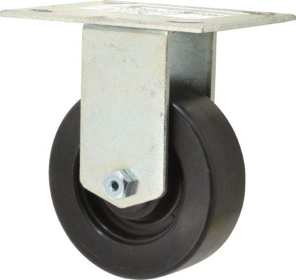 E.R. Wagner - 4" Diam x 1-3/8" Wide x 5-3/8" OAH Top Plate Mount Rigid Caster - Polypropylene, 375 Lb Capacity, Roller Bearing, 3-3/4 x 4-5/8" Plate - Eagle Tool & Supply