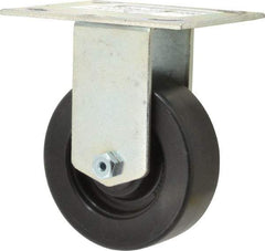 E.R. Wagner - 4" Diam x 1-3/8" Wide x 5-3/8" OAH Top Plate Mount Rigid Caster - Polypropylene, 375 Lb Capacity, Roller Bearing, 3-3/4 x 4-5/8" Plate - Eagle Tool & Supply