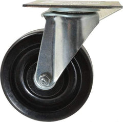 E.R. Wagner - 5" Diam x 1-1/2" Wide x 6-3/8" OAH Top Plate Mount Swivel Caster - Phenolic, 450 Lb Capacity, Roller Bearing, 3-3/4 x 4-5/8" Plate - Eagle Tool & Supply