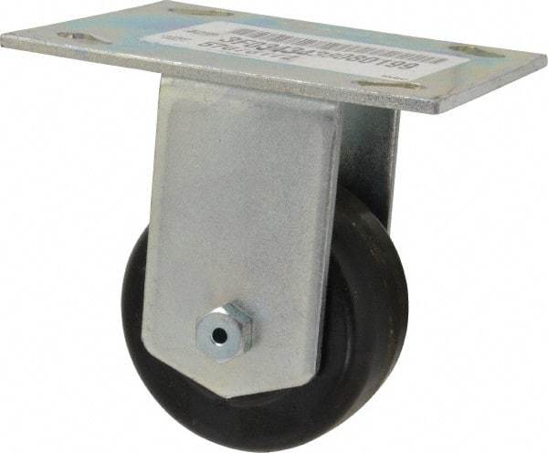 E.R. Wagner - 3" Diam x 1-1/2" Wide x 4-3/8" OAH Top Plate Mount Rigid Caster - Phenolic, 350 Lb Capacity, Roller Bearing, 3-3/4 x 4-5/8" Plate - Eagle Tool & Supply