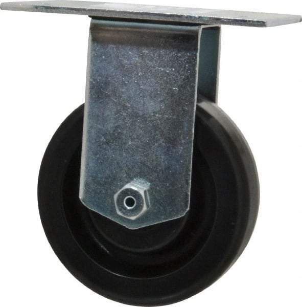 E.R. Wagner - 4" Diam x 1-1/2" Wide x 5-3/8" OAH Top Plate Mount Rigid Caster - Phenolic, 450 Lb Capacity, Roller Bearing, 3-3/4 x 4-5/8" Plate - Eagle Tool & Supply