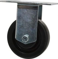 E.R. Wagner - 4" Diam x 1-1/2" Wide x 5-3/8" OAH Top Plate Mount Rigid Caster - Phenolic, 450 Lb Capacity, Roller Bearing, 3-3/4 x 4-5/8" Plate - Eagle Tool & Supply