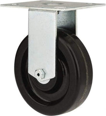 E.R. Wagner - 5" Diam x 1-1/2" Wide x 6-3/8" OAH Top Plate Mount Rigid Caster - Phenolic, 450 Lb Capacity, Roller Bearing, 3-3/4 x 4-5/8" Plate - Eagle Tool & Supply