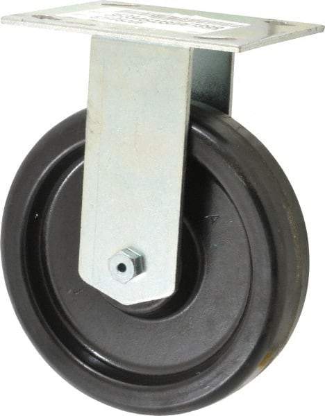 E.R. Wagner - 6" Diam x 1-1/2" Wide x 7-3/8" OAH Top Plate Mount Rigid Caster - Phenolic, 450 Lb Capacity, Roller Bearing, 3-3/4 x 4-5/8" Plate - Eagle Tool & Supply