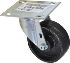 E.R. Wagner - 4" Diam x 1-1/2" Wide x 5-3/8" OAH Top Plate Mount Swivel Caster - Semi-Steel, 450 Lb Capacity, Roller Bearing, 3-3/4 x 4-5/8" Plate - Eagle Tool & Supply