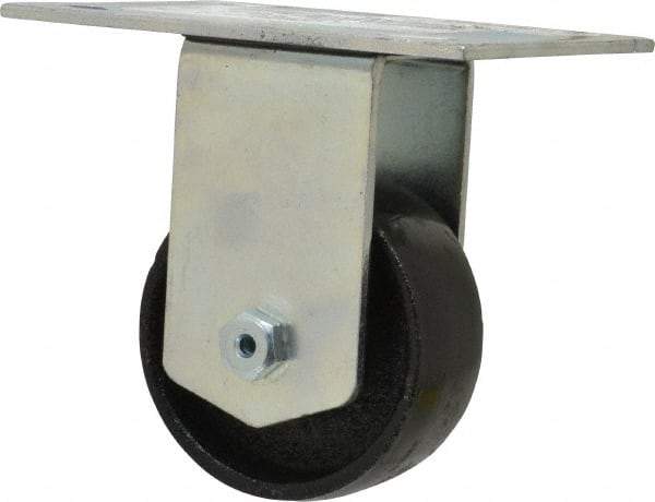 E.R. Wagner - 3" Diam x 1-1/4" Wide x 4-3/8" OAH Top Plate Mount Rigid Caster - Semi-Steel, 450 Lb Capacity, Roller Bearing, 3-3/4 x 4-5/8" Plate - Eagle Tool & Supply