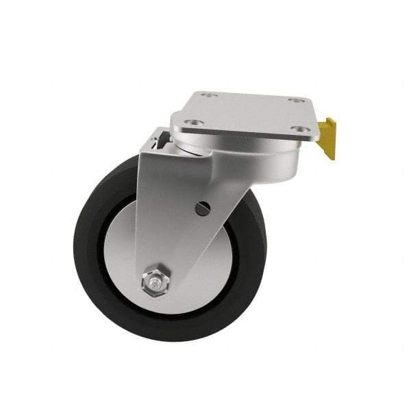 E.R. Wagner - 6" Diam x 2" Wide x 7-1/2" OAH Top Plate Mount Swivel Caster - Polyurethane, 700 Lb Capacity, Roller Bearing, 2-3/4 x 3-3/4" Plate - Eagle Tool & Supply