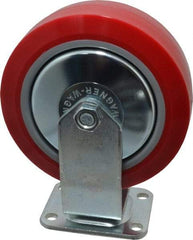 E.R. Wagner - 6" Diam x 2" Wide x 7-1/2" OAH Top Plate Mount Rigid Caster - Polyurethane, 700 Lb Capacity, Roller Bearing, 2-3/4 x 3-3/4" Plate - Eagle Tool & Supply