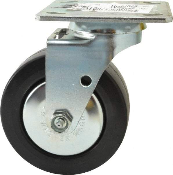 E.R. Wagner - 5" Diam x 2" Wide x 6-1/2" OAH Top Plate Mount Swivel Caster - Polypropylene, 650 Lb Capacity, Roller Bearing, 4 x 4-1/2" Plate - Eagle Tool & Supply