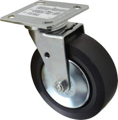 E.R. Wagner - 6" Diam x 2" Wide x 7-1/2" OAH Top Plate Mount Swivel Caster - Polypropylene, 700 Lb Capacity, Roller Bearing, 4 x 4-1/2" Plate - Eagle Tool & Supply