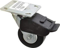 E.R. Wagner - 4" Diam x 2" Wide x 5-5/8" OAH Top Plate Mount Swivel Caster with Brake - Polypropylene, 600 Lb Capacity, Roller Bearing, 4 x 4-1/2" Plate - Eagle Tool & Supply