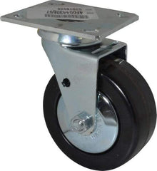 E.R. Wagner - 5" Diam x 2" Wide x 6-1/2" OAH Top Plate Mount Swivel Caster - Phenolic, 650 Lb Capacity, Roller Bearing, 4 x 4-1/2" Plate - Eagle Tool & Supply