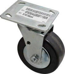 E.R. Wagner - 4" Diam x 2" Wide x 5-5/8" OAH Top Plate Mount Rigid Caster - Phenolic, 600 Lb Capacity, Roller Bearing, 4 x 4-1/2" Plate - Eagle Tool & Supply