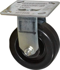 E.R. Wagner - 5" Diam x 2" Wide x 6-1/2" OAH Top Plate Mount Rigid Caster - Phenolic, 650 Lb Capacity, Roller Bearing, 4 x 4-1/2" Plate - Eagle Tool & Supply