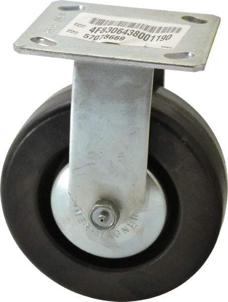 E.R. Wagner - 6" Diam x 2" Wide x 7-1/2" OAH Top Plate Mount Rigid Caster - Phenolic, 700 Lb Capacity, Roller Bearing, 4 x 4-1/2" Plate - Eagle Tool & Supply