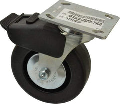 E.R. Wagner - 6" Diam x 2" Wide x 7-1/2" OAH Top Plate Mount Swivel Caster with Brake - Phenolic, 700 Lb Capacity, Roller Bearing, 4 x 4-1/2" Plate - Eagle Tool & Supply