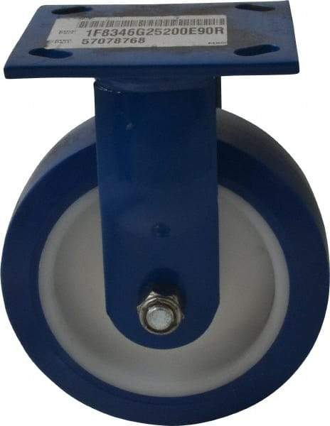 E.R. Wagner - 6" Diam x 2" Wide x 7-1/2" OAH Top Plate Mount Rigid Caster - Polyurethane, 900 Lb Capacity, Delrin Bearing, 4 x 4-1/2" Plate - Eagle Tool & Supply