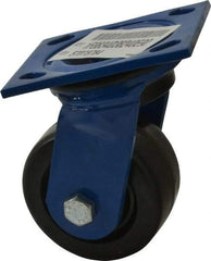 E.R. Wagner - 4" Diam x 2" Wide x 5-5/8" OAH Top Plate Mount Swivel Caster - Phenolic, 800 Lb Capacity, Delrin Bearing, 4 x 4-1/2" Plate - Eagle Tool & Supply