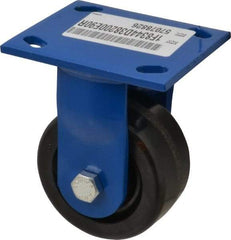 E.R. Wagner - 4" Diam x 2" Wide x 5-5/8" OAH Top Plate Mount Rigid Caster - Phenolic, 800 Lb Capacity, Delrin Bearing, 4 x 4-1/2" Plate - Eagle Tool & Supply