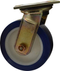E.R. Wagner - 6" Diam x 2" Wide x 7-1/2" OAH Top Plate Mount Swivel Caster - Polyurethane, 900 Lb Capacity, Delrin Bearing, 3-3/4 x 4-5/8" Plate - Eagle Tool & Supply