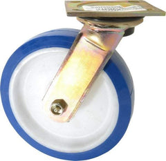 E.R. Wagner - 8" Diam x 2" Wide x 9-1/2" OAH Top Plate Mount Swivel Caster - Polyurethane, 900 Lb Capacity, Delrin Bearing, 4 x 4-1/2" Plate - Eagle Tool & Supply