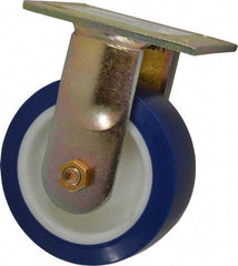 E.R. Wagner - 5" Diam x 2" Wide x 6-1/2" OAH Top Plate Mount Rigid Caster - Polyurethane, 750 Lb Capacity, Delrin Bearing, 4 x 4-1/2" Plate - Eagle Tool & Supply