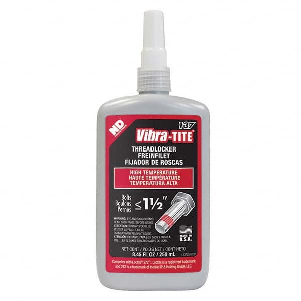 Vibra-Tite - 250 mL Bottle, Red, High Temp/High Strength Threadlocker - Eagle Tool & Supply