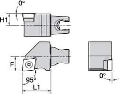 Kennametal - Left Hand Cut, Size KM25, CC.. Insert Compatiblity, External Modular Turning & Profiling Cutting Unit Head - 16mm Ctr to Cutting Edge, 30mm Head Length, Through Coolant, Series Screw-On - Eagle Tool & Supply