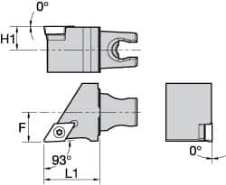 Kennametal - Left Hand Cut, Size KM25, DC.. Insert Compatiblity, External Modular Turning & Profiling Cutting Unit Head - 16mm Ctr to Cutting Edge, 30mm Head Length, Through Coolant, Series Screw-On - Eagle Tool & Supply