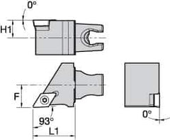 Kennametal - Left Hand Cut, Size KM25, DC.. Insert Compatiblity, External Modular Turning & Profiling Cutting Unit Head - 16mm Ctr to Cutting Edge, 30mm Head Length, Through Coolant, Series Screw-On - Eagle Tool & Supply