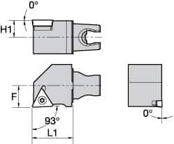 Kennametal - Right Hand Cut, Size KM25, TC.. Insert Compatiblity, External Modular Turning & Profiling Cutting Unit Head - 16mm Ctr to Cutting Edge, 30mm Head Length, Through Coolant, Series Screw-On - Eagle Tool & Supply