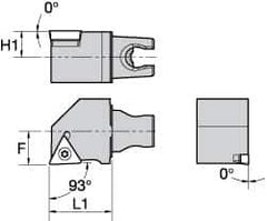Kennametal - Right Hand Cut, Size KM25, TC.. Insert Compatiblity, External Modular Turning & Profiling Cutting Unit Head - 16mm Ctr to Cutting Edge, 30mm Head Length, Through Coolant, Series Screw-On - Eagle Tool & Supply