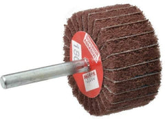 Superior Abrasives - 2" Diam x 1" Face Width, Very Fine Aluminum Oxide Coated Mounted Flap Wheel - 1/4" Shank Mount, 180 Grit, Interleaf, 12,000 Max RPM - Eagle Tool & Supply