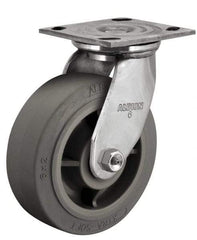 Albion - 5" Diam x 2" Wide x 6-1/2" OAH Top Plate Mount Swivel Caster - Glass Filled Nylon, 1,000 Lb Capacity, Delrin Bearing, 4 x 4-1/2" Plate - Eagle Tool & Supply