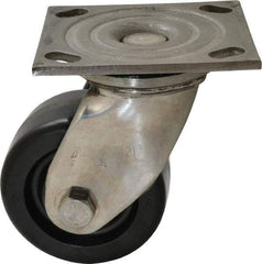 Albion - 4" Diam x 2" Wide x 5-5/8" OAH Top Plate Mount Swivel Caster - Phenolic, 800 Lb Capacity, Delrin Bearing, 4 x 4-1/2" Plate - Eagle Tool & Supply