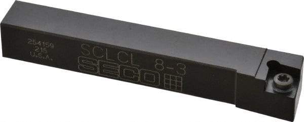 Seco - SCLC, Left Hand Cut, -5° Lead Angle, 1/2" Shank Height x 1/2" Shank Width, Neutral Rake Indexable Turning Toolholder - 3-1/2" OAL, CC..32.5. Insert Compatibility, Series Screw Lock - Eagle Tool & Supply