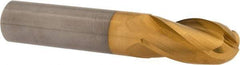Atrax - 5/8" Diam, 1-1/4" LOC, 4 Flute Solid Carbide Ball End Mill - TiN Finish, Single End, 3-1/2" OAL, 5/8" Shank Diam - Eagle Tool & Supply